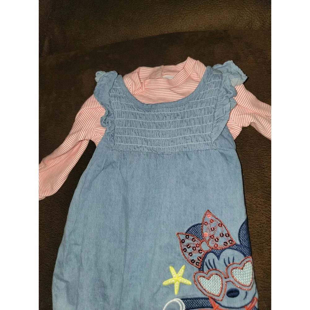 Disney baby by Disney store minnie mouse‎ overalls and top size 9 12 months